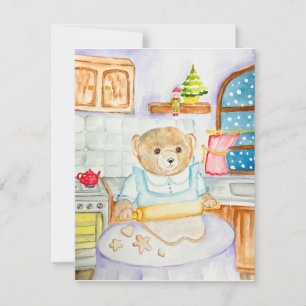 Tarjeta Festiva El oso hornea pan de jengibre