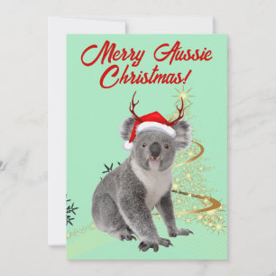 Tarjeta Festiva El oso Koala de Merry Aussie Navidades