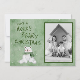 Tarjeta Festiva El oso polar de los Navidades beary en la bufanda 