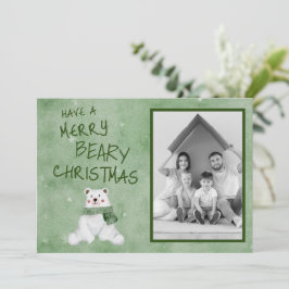 Tarjeta Festiva El oso polar de los Navidades beary en la bufanda 