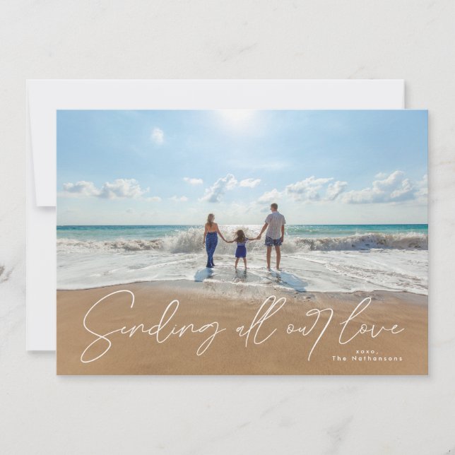 Tarjeta Festiva El overlay blanco con letras envía la foto de amor (Anverso)