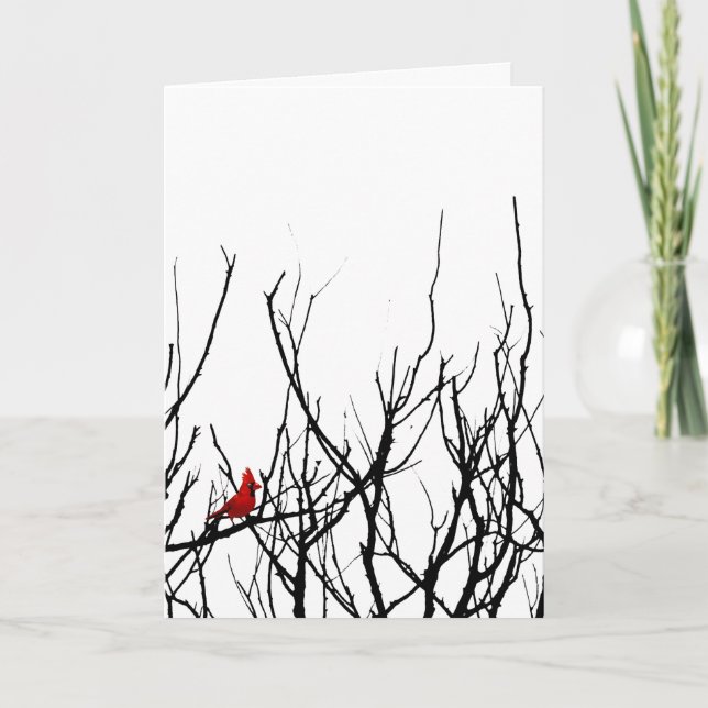 Tarjeta Festiva El pájaro rojo de Leslie Peppers (Anverso)