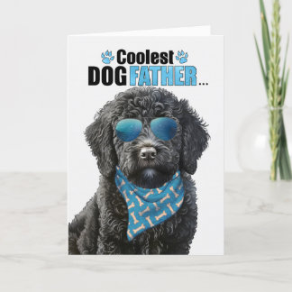 Tarjeta Festiva El papá más frío de Labradoodle negro del día del