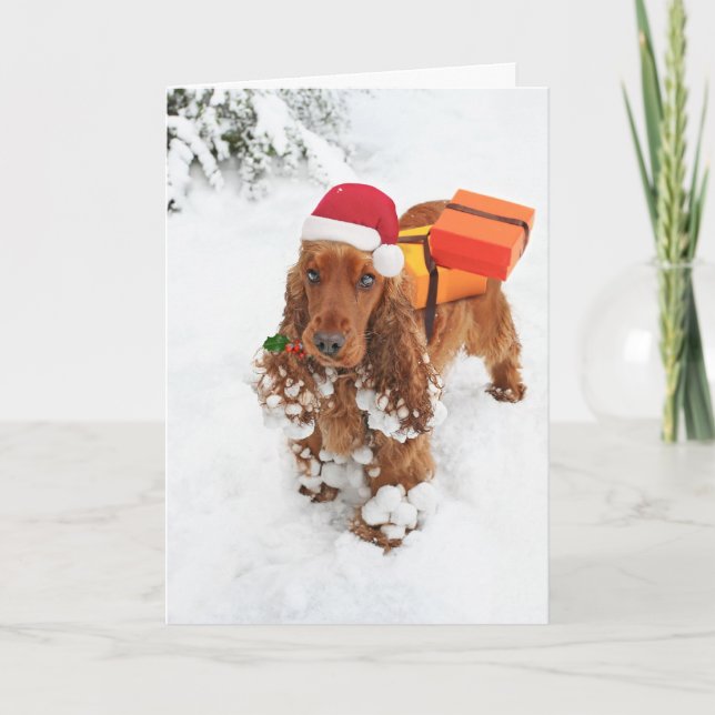 Tarjeta Festiva El pequeño ayudante de Santa (Anverso)