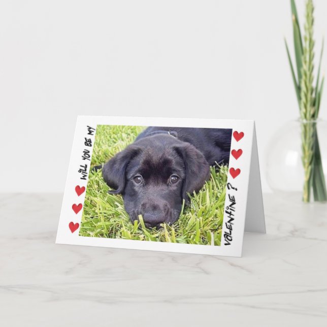 Tarjeta Festiva El perrito de Labrador del el día de San Valentín (Anverso)