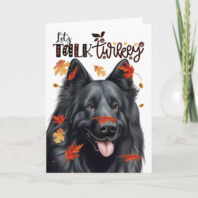 Tarjeta Festiva El perro pastor belga de Acción de Gracias hablemo (Anverso)