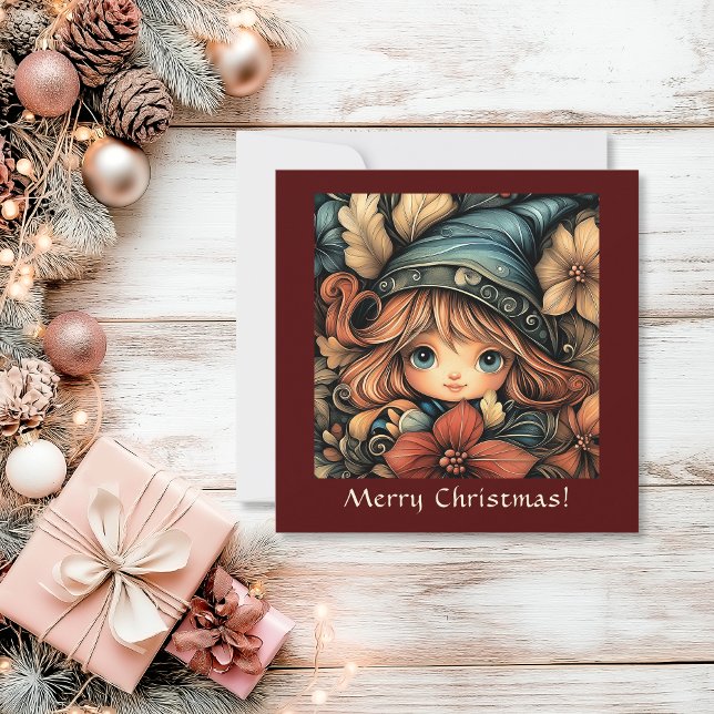 Tarjeta Festiva El Personalizable Elf de los Navidades encantadore (Charming Christmas Elf Customizable Holiday Card)