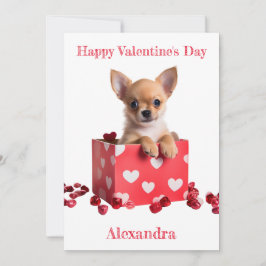 Tarjeta Festiva El personalizado Chihuahua reune corazones blancos