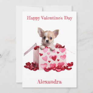 Tarjeta Festiva El personalizado Chihuahua revuelve corazones rosa