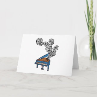 Tarjeta Festiva El piano cierra el regalo del arte - llaves de