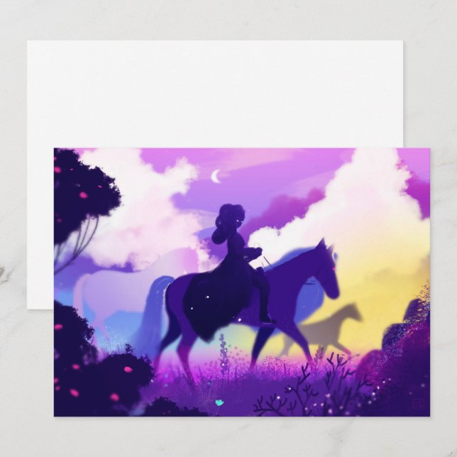 Tarjeta Festiva El piloto fantasma en el crepúsculo (Anverso / Reverso)