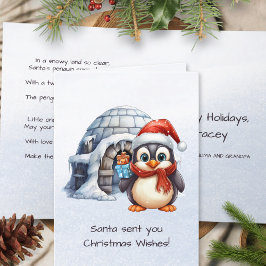Tarjeta Festiva El pingüino Cute Santa Hat engaña a los niños Navi