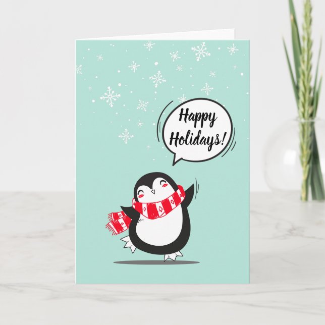 Tarjeta Festiva El pingüino lindo (Anverso)