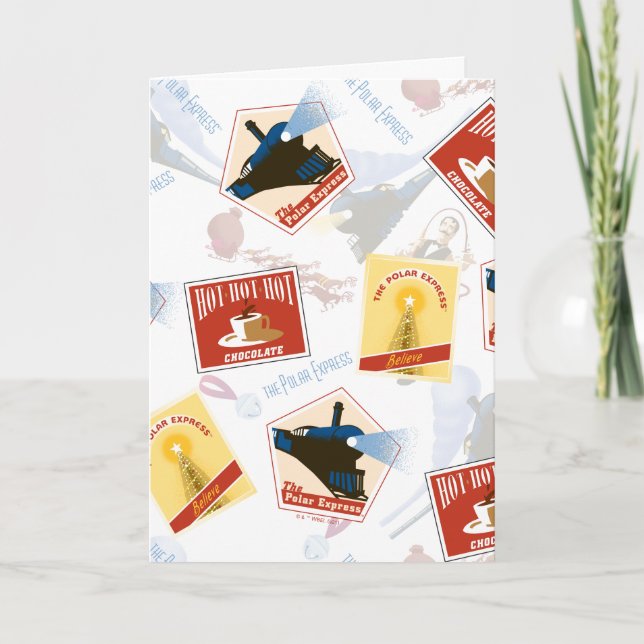 Tarjeta Festiva El Polar Express | Patrón Pegatina retro (Anverso)