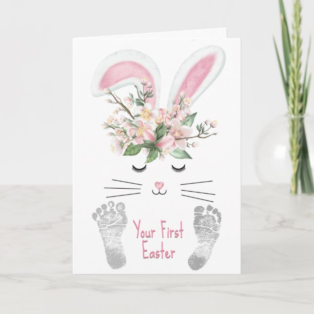 Tarjeta Festiva El primer conejo de Pascua de la Nieta (Anverso)