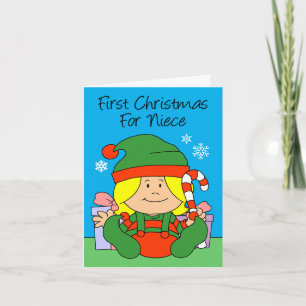 Tarjeta Festiva El primer elfo navideño de sobrina