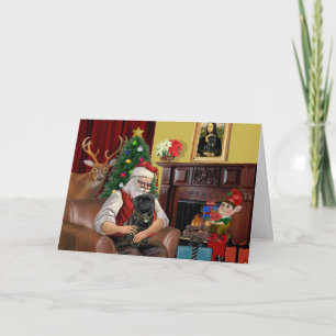 Tarjeta Festiva El Pug negro de Santa
