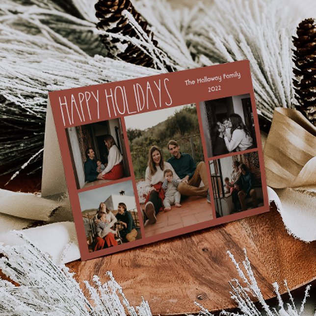 Tarjeta Festiva El Punto Rojo Del Boho Polka Doblado Cinco Fotogra (Subido por el creador)