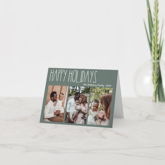 Tarjeta Festiva El Punto Verde Del Boho Polka, Doblado De Tres Fot (Anverso)