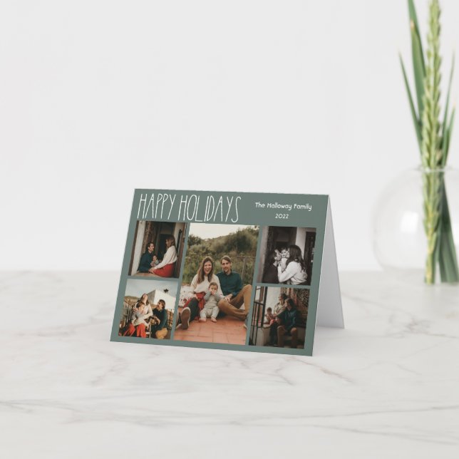 Tarjeta Festiva El Punto Verde Del Boho Polka Se Dobla Cinco Fotog (Anverso)