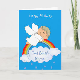 Tarjeta Festiva El regalo de Godson el Ángel Arcoiris personalizad