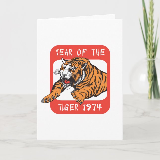Tarjeta Festiva El regalo del Año Chino Del Tigre De 1974 (Anverso)