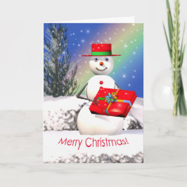 Tarjeta Festiva El regalo navideño de Snowman