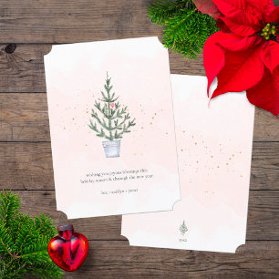 Tarjeta Festiva El regocijo minimalista bendice el árbol de Navida