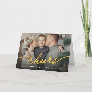 Tarjeta Festiva El Relieve metalizado dorado simple anima la foto
