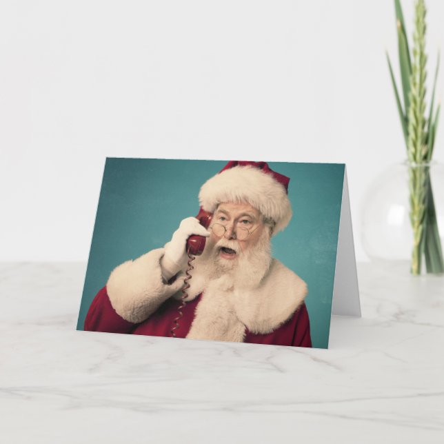 Tarjeta Festiva El retro Santa Claus por teléfono (Anverso)