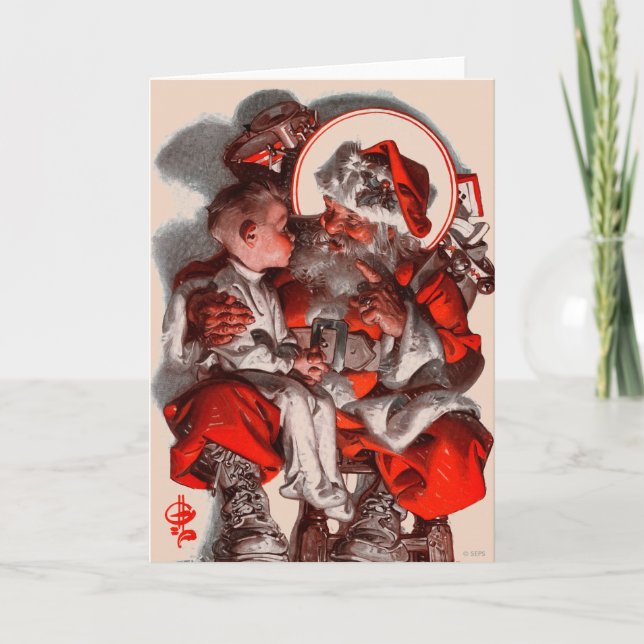 Tarjeta Festiva El revestimiento de Santa (Anverso)