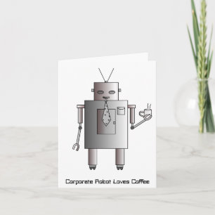 Tarjeta Festiva El robot corporativo ama el café, divertido retro