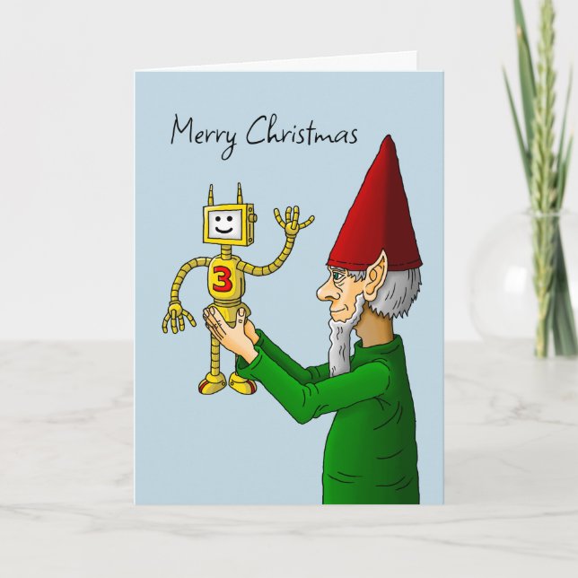 Tarjeta Festiva El robot de juguetes de los elfos (Anverso)