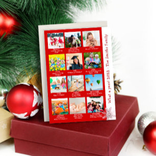 Tarjeta Festiva El Rojo Moderno, Qué Año En Reseña De Los Navidade