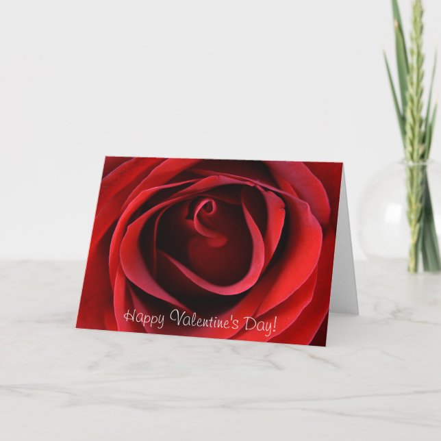 Tarjeta Festiva El rojo se levanta cerca, ¡Feliz Día de San Valent (Anverso)