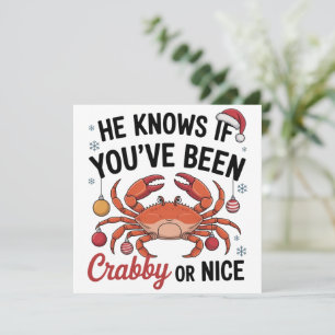Tarjeta Festiva Él sabe si has sido gruñón o bueno divertido Xmas