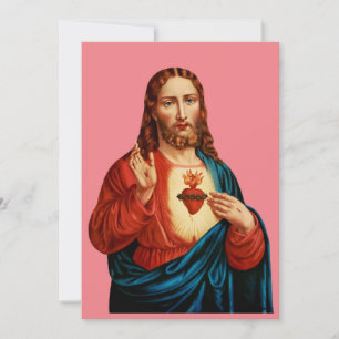 Tarjeta Festiva El Sagrado Corazón De Jesús Retrato De Arte Fino