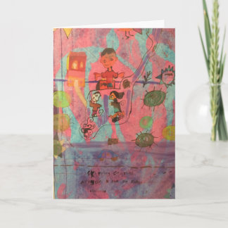 Tarjeta Festiva El "saltar empiedra" la acuarela por Jackson