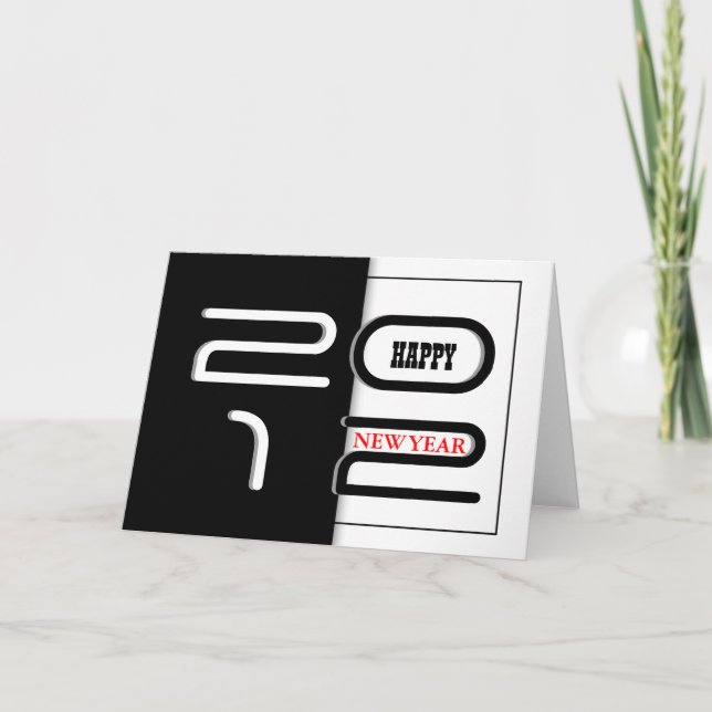 Tarjeta Festiva El saludo de Año Nuevo moderno (Anverso)