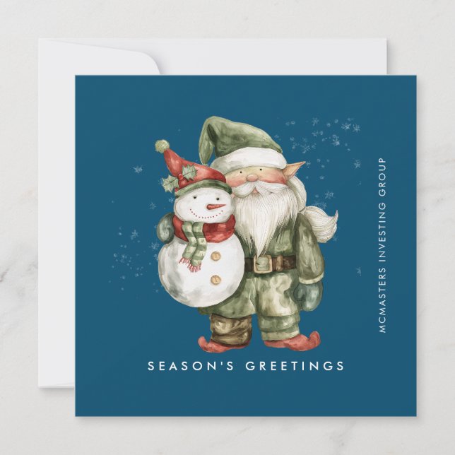 Tarjeta Festiva El saludo de la temporada de Gnome y Snowman (Anverso)