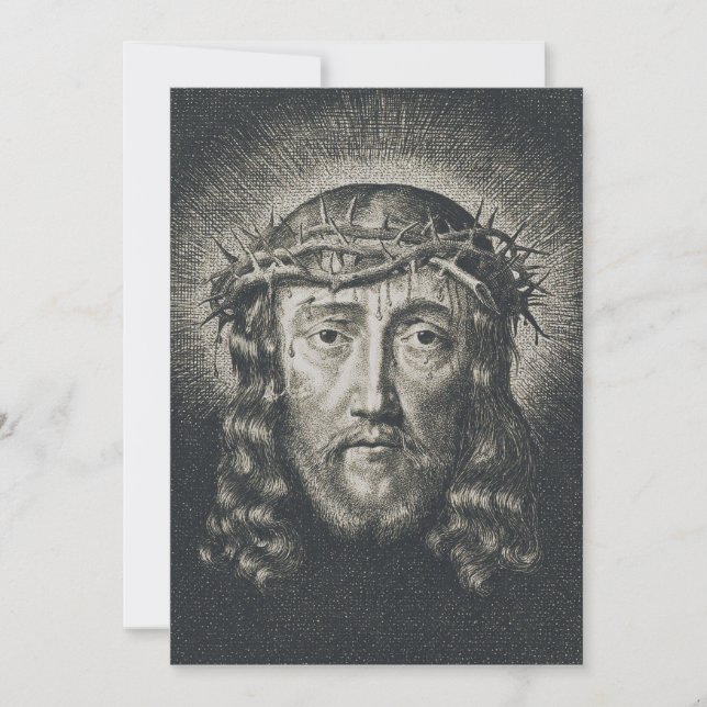 Tarjeta Festiva El Santo Rostro coronado de espinas (Anverso)