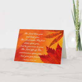 Tarjeta Festiva El Señor Te Bendice, Números 6:24-26, Hojas de Oto