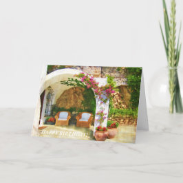 Tarjeta Festiva El sentarse en un patio precioso para celebrar