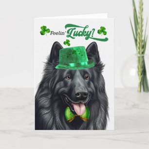 Tarjeta Festiva El Sheepdog belga Lucky St Patrick's Day