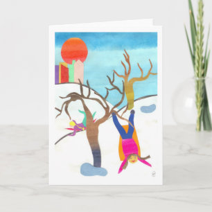 Tarjeta Festiva El Sledding en Central Park