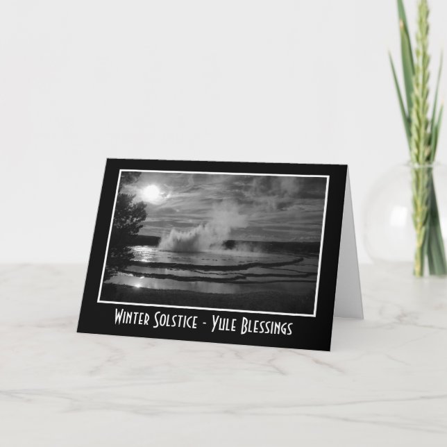 Tarjeta Festiva El solsticio de invierno Yule con las olas salpica (Anverso)