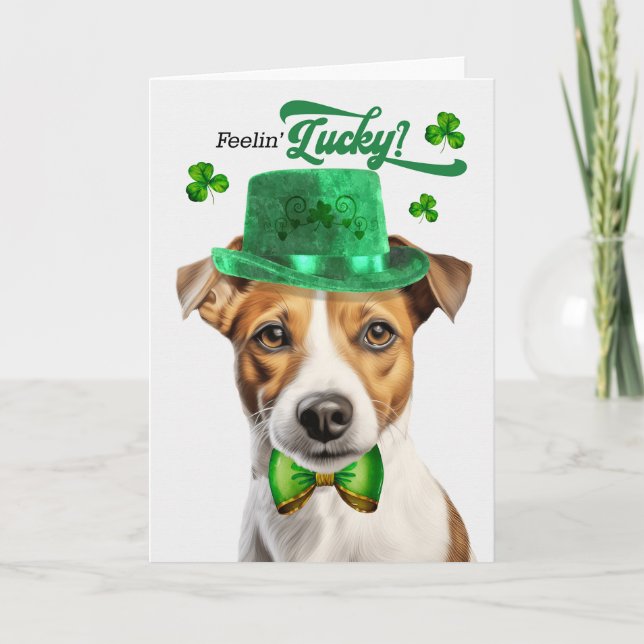 Tarjeta Festiva El suave Jack Russell Dog Lucky St Patrick's Day (Anverso)
