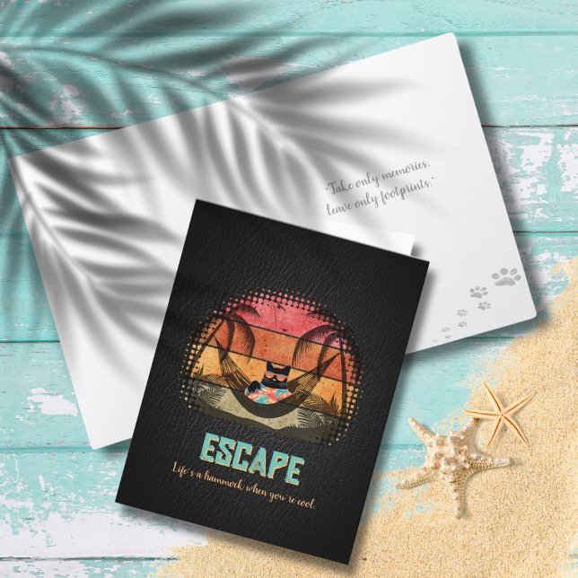 Tarjeta Festiva El sueño de un gato tropical de Guay (Daydreaming Cool Cat's Tropical Escape Holiday Card)