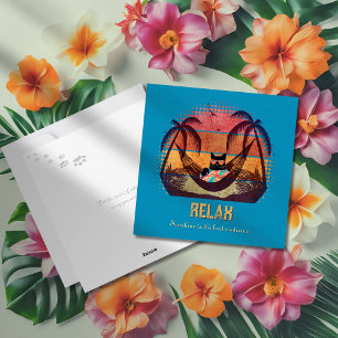 Tarjeta Festiva El sueño de un gato tropical de Guay