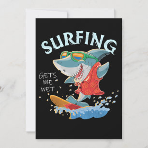Tarjeta Festiva El Surfing Me Consigue Regalos De Tiburón Gracioso